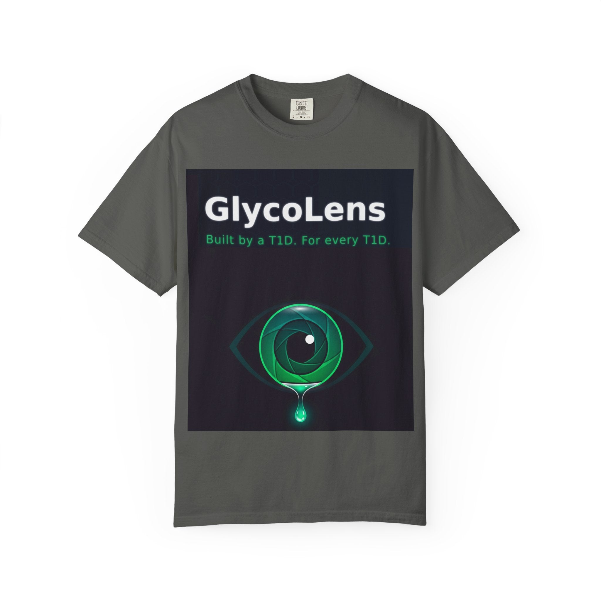 GlycoLens T‑Shirt — Built by a T1D, For Every T1D (Diabetes Awareness Eye Graphic)
