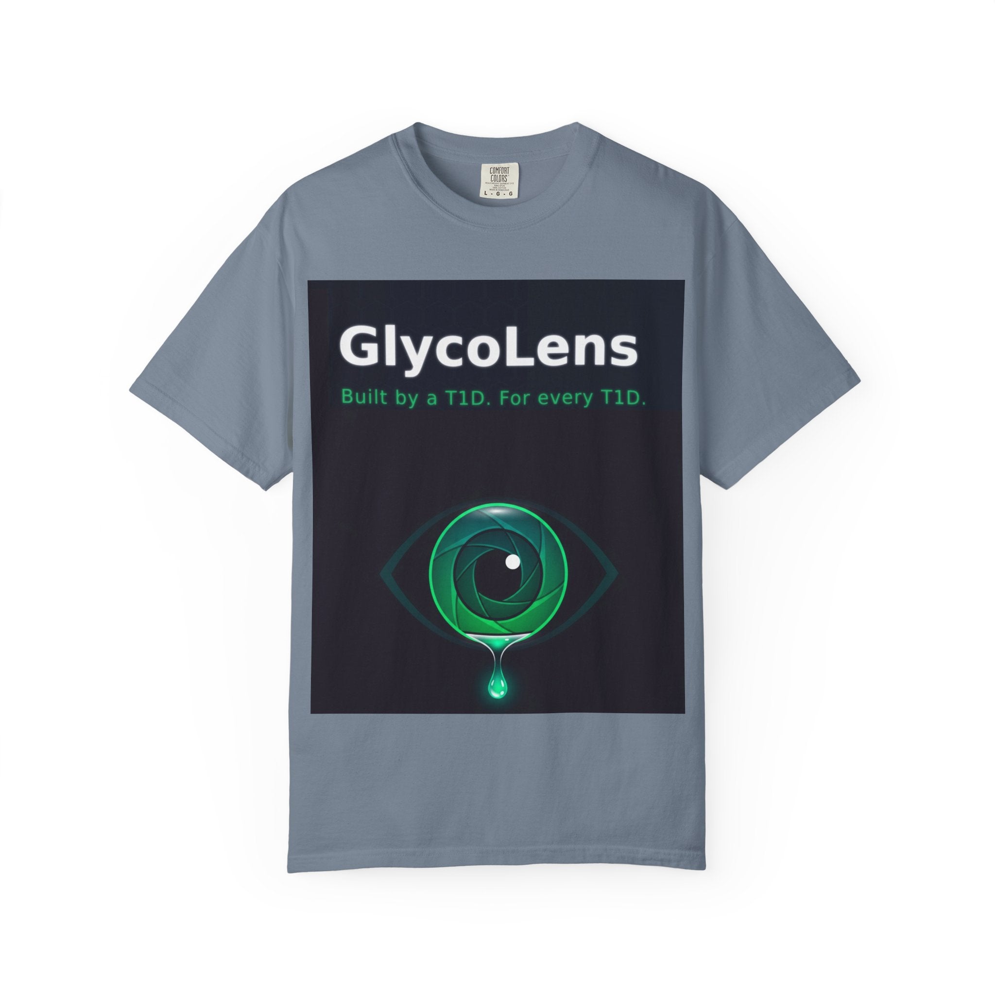 GlycoLens T‑Shirt — Built by a T1D, For Every T1D (Diabetes Awareness Eye Graphic)