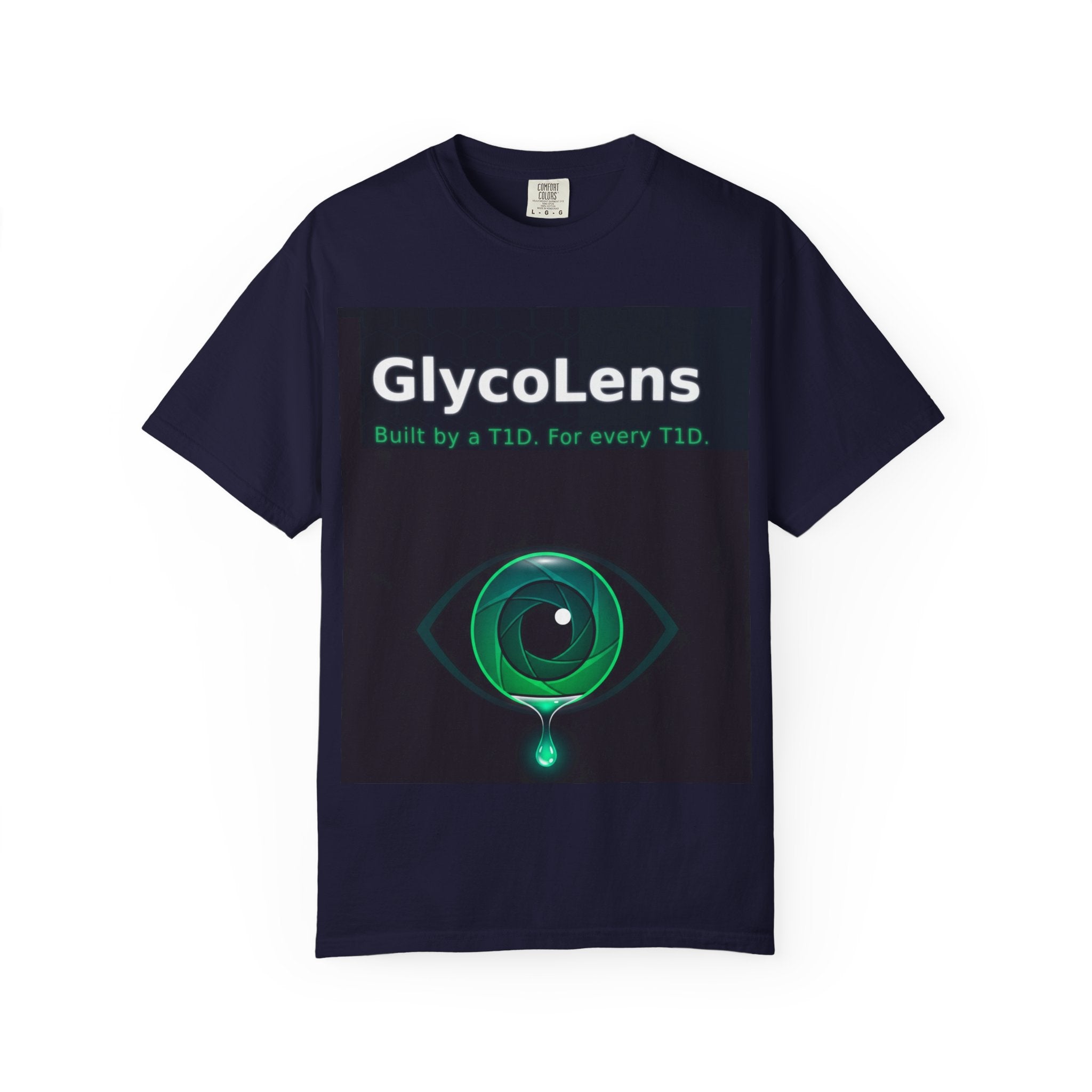 GlycoLens T‑Shirt — Built by a T1D, For Every T1D (Diabetes Awareness Eye Graphic)