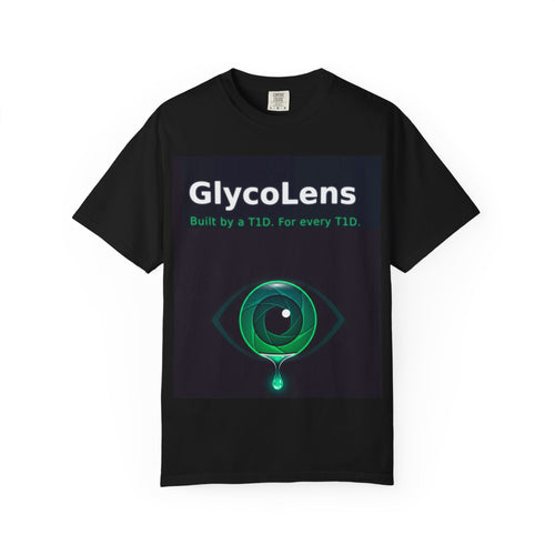GlycoLens T‑Shirt — Built by a T1D, For Every T1D (Diabetes Awareness Eye Graphic)