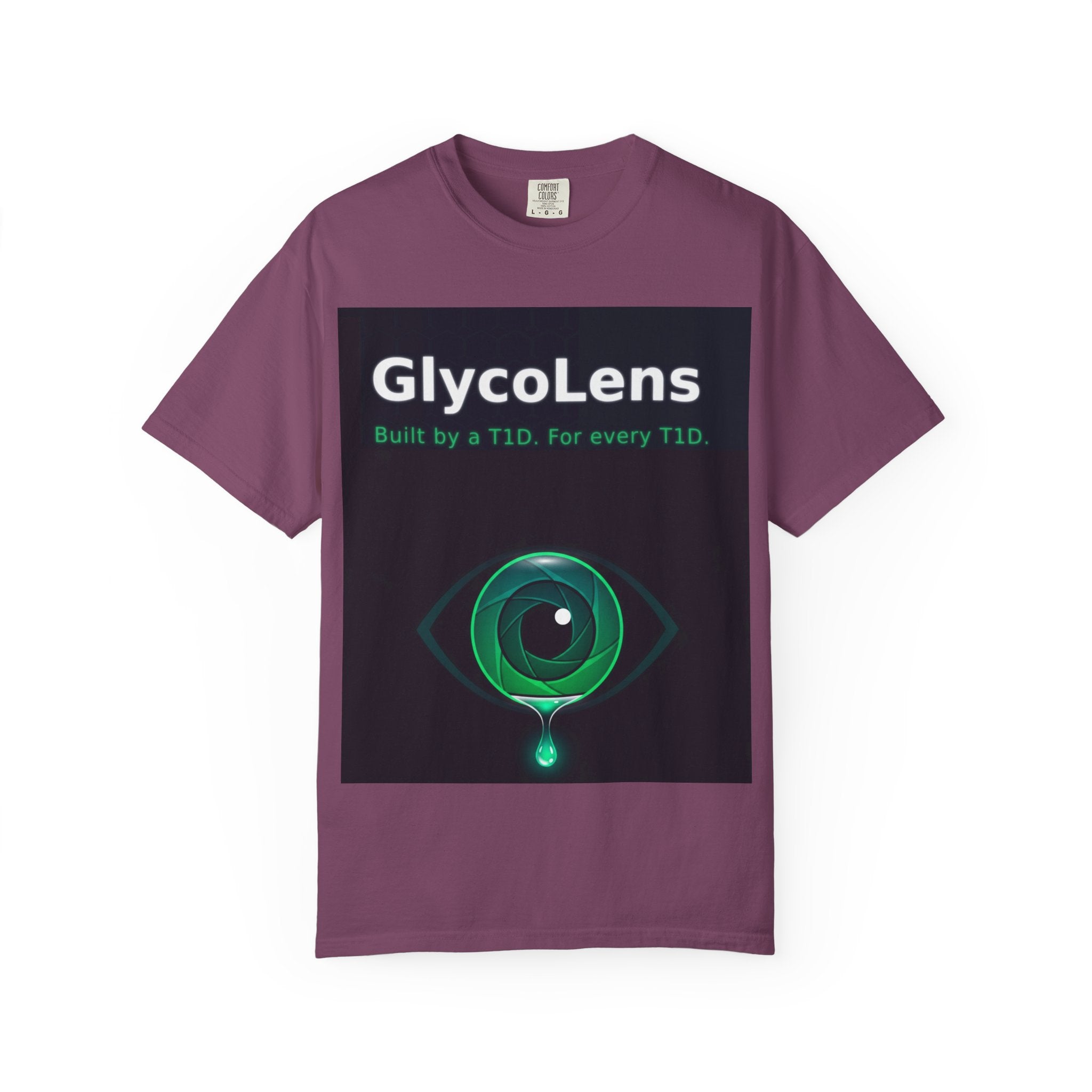GlycoLens T‑Shirt — Built by a T1D, For Every T1D (Diabetes Awareness Eye Graphic)