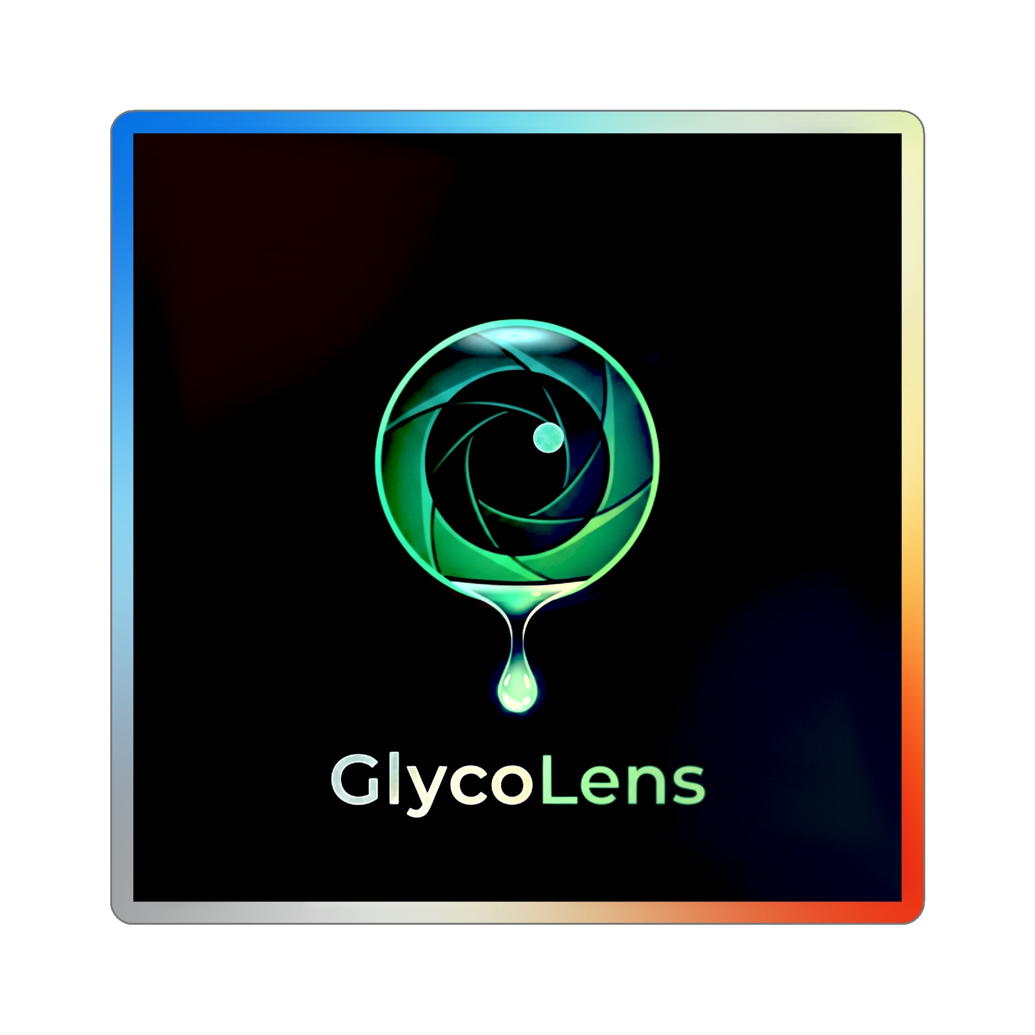 Holographic Die-Cut Sticker — GlycoLens Logo (Iridescent Square)